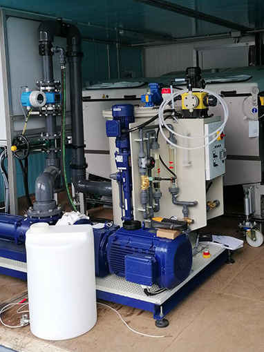 CPL centrale polymere emusion skid table egouttage