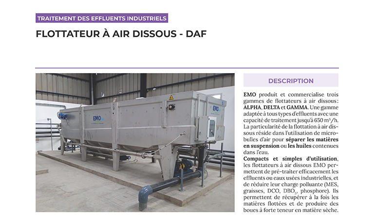 EMO GNT2026 Flottation Air Dissous DAF ALPHA DELTA GAMMA